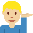 Twitter (Twemoji 14.0)  💁🏼‍♂️  Man Tipping Hand: Medium-light Skin Tone Emoji