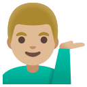 Google (Android 12L)  💁🏼‍♂️  Man Tipping Hand: Medium-light Skin Tone Emoji