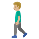 Google (Android 12L)  🚶🏼‍♂️  Man Walking: Medium-light Skin Tone Emoji