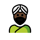 OpenMoji 13.1  👳🏿‍♂️  Man Wearing Turban: Dark Skin Tone Emoji