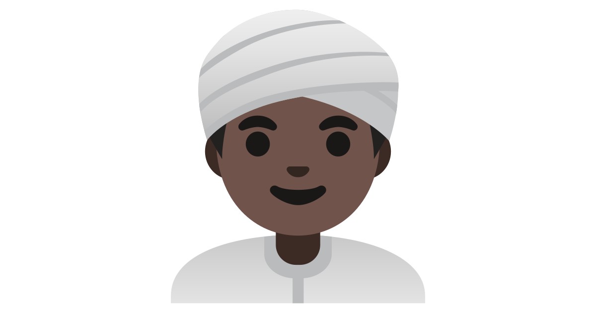 👳🏿‍♂️  Man Wearing Turban: Dark Skin Tone