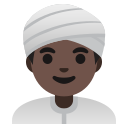 Google (Android 12L)  👳🏿‍♂️  Man Wearing Turban: Dark Skin Tone Emoji