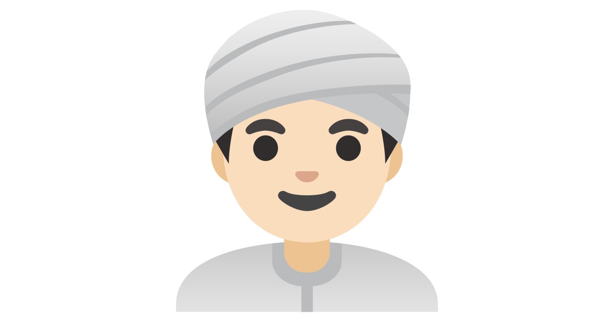 👳🏻‍♂️  Man Wearing Turban: Light Skin Tone
