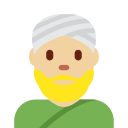 Twitter (Twemoji 14.0)  👳🏼‍♂️  Man Wearing Turban: Medium-light Skin Tone Emoji