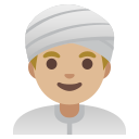 Google (Android 12L)  👳🏼‍♂️  Man Wearing Turban: Medium-light Skin Tone Emoji