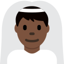 Twitter (Twemoji 14.0)  👰🏿‍♂️  Man With Veil: Dark Skin Tone Emoji
