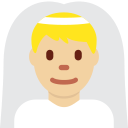 Twitter (Twemoji 14.0)  👰🏼‍♂️  Man With Veil: Medium-light Skin Tone Emoji