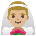 Google (Android 12L)  👰🏼‍♂️  Man With Veil: Medium-light Skin Tone Emoji
