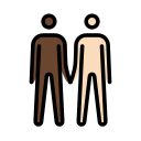 OpenMoji 13.1  👨🏿‍🤝‍👨🏻  Men Holding Hands: Dark Skin Tone, Light Skin Tone Emoji