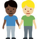 Twitter (Twemoji 14.0)  👨🏿‍🤝‍👨🏼  Men Holding Hands: Dark Skin Tone, Medium-light Skin Tone Emoji