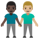 Google (Android 12L)  👨🏿‍🤝‍👨🏼  Men Holding Hands: Dark Skin Tone, Medium-light Skin Tone Emoji