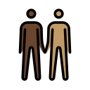 OpenMoji 13.1  👨🏿‍🤝‍👨🏽  Men Holding Hands: Dark Skin Tone, Medium Skin Tone Emoji