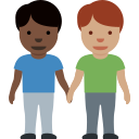 Twitter (Twemoji 14.0)  👨🏿‍🤝‍👨🏽  Men Holding Hands: Dark Skin Tone, Medium Skin Tone Emoji