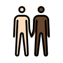 OpenMoji 13.1  👨🏻‍🤝‍👨🏿  Men Holding Hands: Light Skin Tone, Dark Skin Tone Emoji