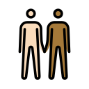 OpenMoji 13.1  👨🏻‍🤝‍👨🏾  Men Holding Hands: Light Skin Tone, Medium-dark Skin Tone Emoji