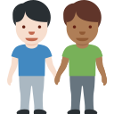 Twitter (Twemoji 14.0)  👨🏻‍🤝‍👨🏾  Men Holding Hands: Light Skin Tone, Medium-dark Skin Tone Emoji