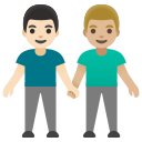 Google (Android 12L)  👨🏻‍🤝‍👨🏼  Men Holding Hands: Light Skin Tone, Medium-light Skin Tone Emoji