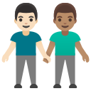 Google (Android 12L)  👨🏻‍🤝‍👨🏽  Men Holding Hands: Light Skin Tone, Medium Skin Tone Emoji