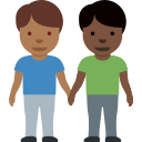 Twitter (Twemoji 14.0)  👨🏾‍🤝‍👨🏿  Men Holding Hands: Medium-dark Skin Tone, Dark Skin Tone Emoji
