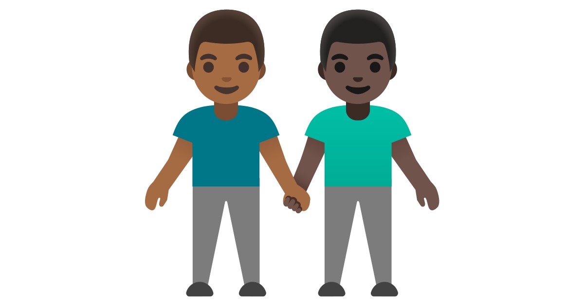 👨🏾‍🤝‍👨🏿  Men Holding Hands: Medium-dark Skin Tone, Dark Skin Tone
