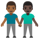 Google (Android 12L)  👨🏾‍🤝‍👨🏿  Men Holding Hands: Medium-dark Skin Tone, Dark Skin Tone Emoji