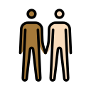 OpenMoji 13.1  👨🏾‍🤝‍👨🏻  Men Holding Hands: Medium-dark Skin Tone, Light Skin Tone Emoji