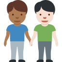 Twitter (Twemoji 14.0)  👨🏾‍🤝‍👨🏻  Men Holding Hands: Medium-dark Skin Tone, Light Skin Tone Emoji