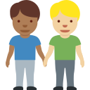 Twitter (Twemoji 14.0)  👨🏾‍🤝‍👨🏼  Men Holding Hands: Medium-dark Skin Tone, Medium-light Skin Tone Emoji
