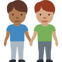 Twitter (Twemoji 14.0)  👨🏾‍🤝‍👨🏽  Men Holding Hands: Medium-dark Skin Tone, Medium Skin Tone Emoji