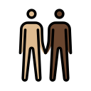 OpenMoji 13.1  👨🏼‍🤝‍👨🏿  Men Holding Hands: Medium-light Skin Tone, Dark Skin Tone Emoji