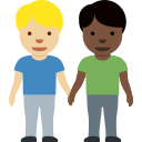 Twitter (Twemoji 14.0)  👨🏼‍🤝‍👨🏿  Men Holding Hands: Medium-light Skin Tone, Dark Skin Tone Emoji