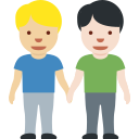 Twitter (Twemoji 14.0)  👨🏼‍🤝‍👨🏻  Men Holding Hands: Medium-light Skin Tone, Light Skin Tone Emoji