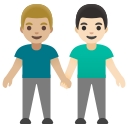 Google (Android 12L)  👨🏼‍🤝‍👨🏻  Men Holding Hands: Medium-light Skin Tone, Light Skin Tone Emoji