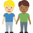 Twitter (Twemoji 14.0)  👨🏼‍🤝‍👨🏾  Men Holding Hands: Medium-light Skin Tone, Medium-dark Skin Tone Emoji