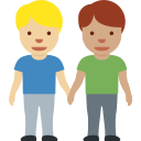 Twitter (Twemoji 14.0)  👨🏼‍🤝‍👨🏽  Men Holding Hands: Medium-light Skin Tone, Medium Skin Tone Emoji