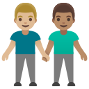 Google (Android 12L)  👨🏼‍🤝‍👨🏽  Men Holding Hands: Medium-light Skin Tone, Medium Skin Tone Emoji