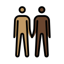 OpenMoji 13.1  👨🏽‍🤝‍👨🏿  Men Holding Hands: Medium Skin Tone, Dark Skin Tone Emoji