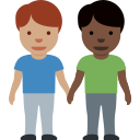 Twitter (Twemoji 14.0)  👨🏽‍🤝‍👨🏿  Men Holding Hands: Medium Skin Tone, Dark Skin Tone Emoji