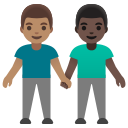 Google (Android 12L)  👨🏽‍🤝‍👨🏿  Men Holding Hands: Medium Skin Tone, Dark Skin Tone Emoji