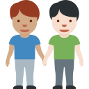 Twitter (Twemoji 14.0)  👨🏽‍🤝‍👨🏻  Men Holding Hands: Medium Skin Tone, Light Skin Tone Emoji