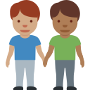 Twitter (Twemoji 14.0)  👨🏽‍🤝‍👨🏾  Men Holding Hands: Medium Skin Tone, Medium-dark Skin Tone Emoji