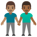 Google (Android 12L)  👨🏽‍🤝‍👨🏾  Men Holding Hands: Medium Skin Tone, Medium-dark Skin Tone Emoji