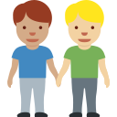 Twitter (Twemoji 14.0)  👨🏽‍🤝‍👨🏼  Men Holding Hands: Medium Skin Tone, Medium-light Skin Tone Emoji