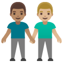 Google (Android 12L)  👨🏽‍🤝‍👨🏼  Men Holding Hands: Medium Skin Tone, Medium-light Skin Tone Emoji