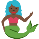 Twitter (Twemoji 14.0)  🧜🏿‍♀️  Mermaid: Dark Skin Tone Emoji