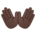 Google (Android 12L)  👐🏿  Open Hands: Dark Skin Tone Emoji