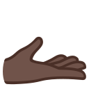 Google (Android 12L)  🫴🏿  Palm Up Hand: Dark Skin Tone Emoji