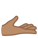 Google (Android 12L)  🫴🏽  Palm Up Hand: Medium Skin Tone Emoji