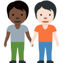 Twitter (Twemoji 14.0)  🧑🏿‍🤝‍🧑🏻  People Holding Hands: Dark Skin Tone, Light Skin Tone Emoji
