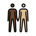OpenMoji 13.1  🧑🏿‍🤝‍🧑🏼  People Holding Hands: Dark Skin Tone, Medium-light Skin Tone Emoji